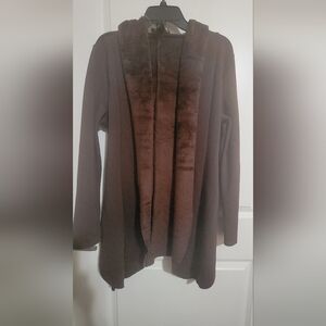 Chic Brown Hooded Women's Cape Size M